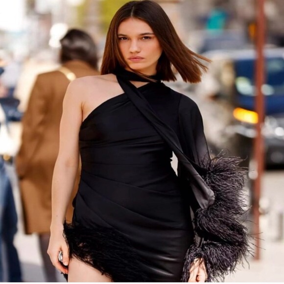 PatBo Feather Trim Oscar Dress - Picture 3 of 7